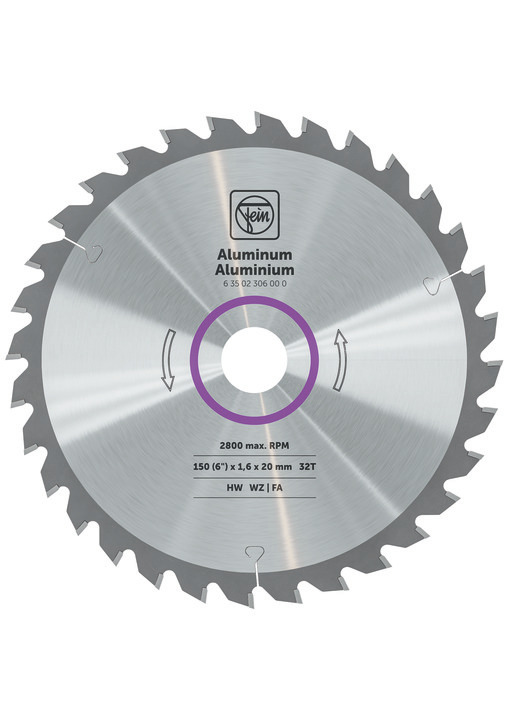 Circular saw blade for aluminium and other non-ferrous metals